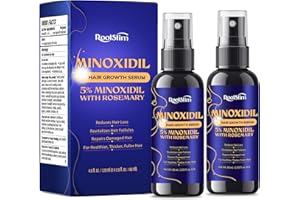 ROOTSTIM 5% Minoxidil Hair Growth for Men and Women: 2-Pack Extra Strength Minoxidil Hair Loss Treatment Serum with Rosemary for Faster Stronger Thicker Hair Growth - 60ML Each