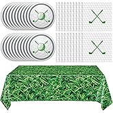 Golf Party Plates Napkins Tablecloth- 41PCS Golf Party Supplies Golf Party Tableware Set Golf Theme Paper Plates Napkins and Tablecover Disposable Golf Plates Golf Birthday Party Decorations Supplies