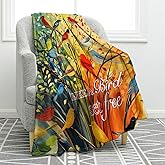 Jekeno Bird Gifts Blanket for Women Girls Mom Birthday Mother's Day Christmas Colorful Birds Print Present Decor Home Bedroom Living Room Sofa Couch Soft Cozy Plush Throw for Kids Teen Adult 50"x60"