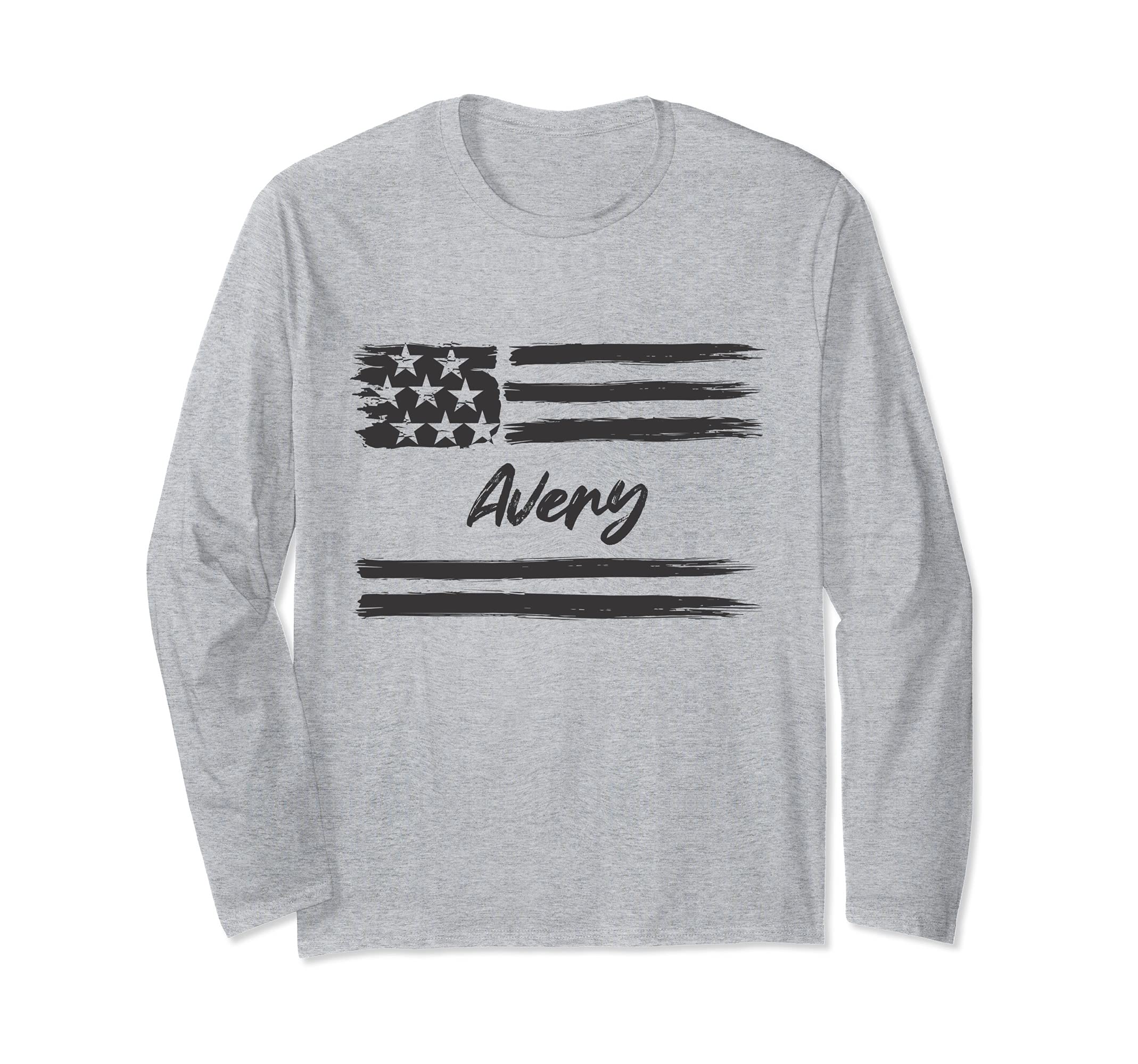 Avery - Personalized Name, Stars and Stripes, USA Flag Long Sleeve T-Shirt