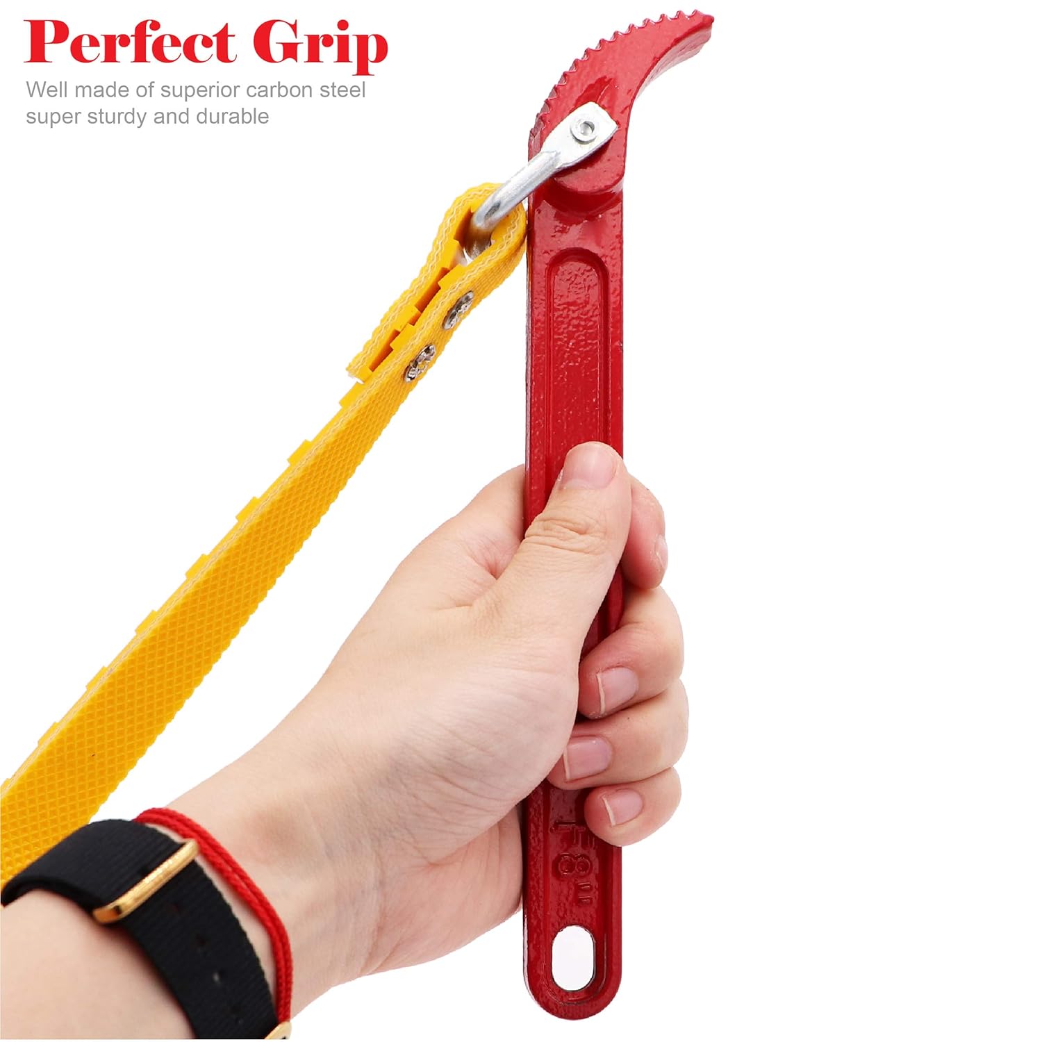 200mm MultiPurpose Adjustable Belt Strap Wrench 7.8 Steel Handle