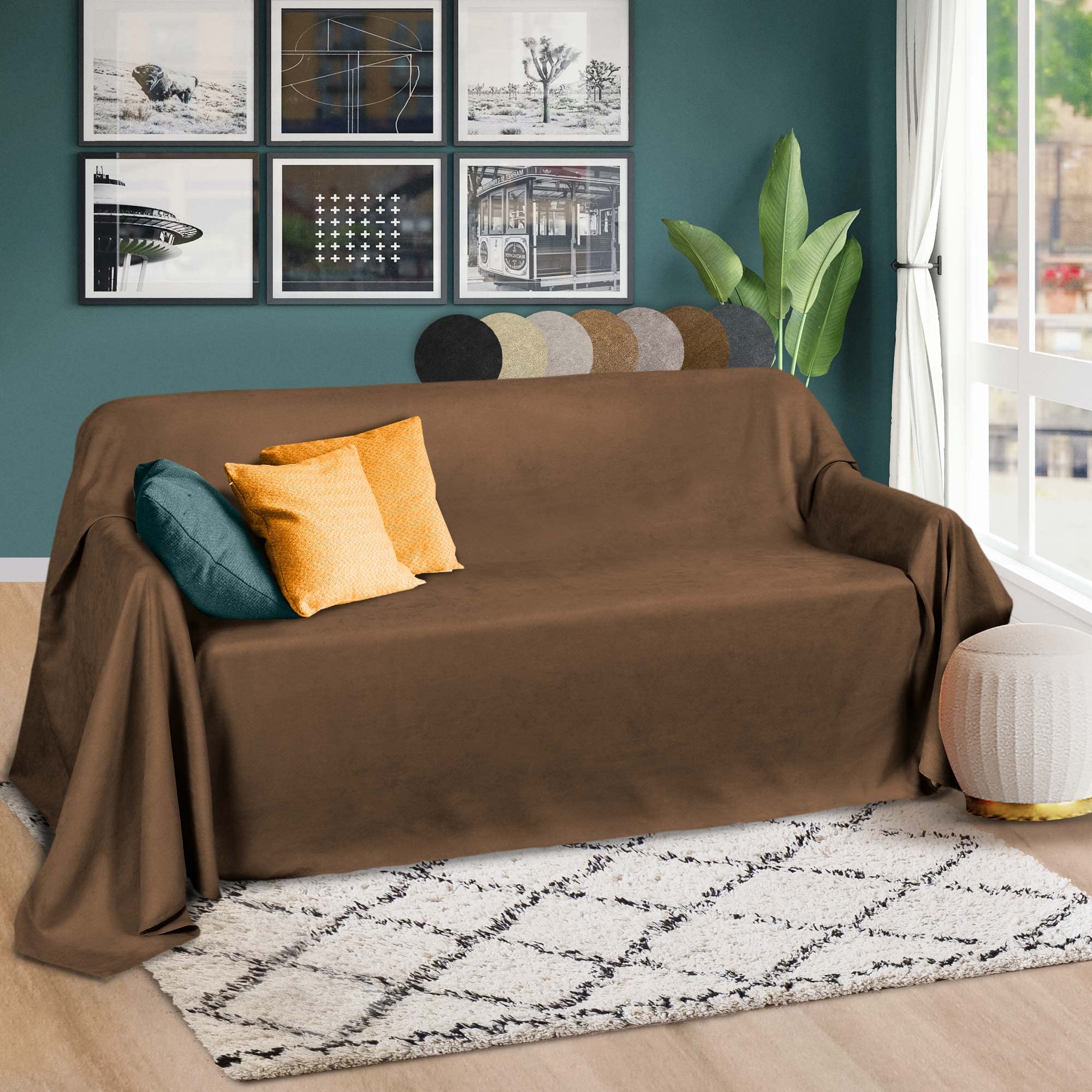 Beautissu Romantica Throw 210 x 280 cm Large Sheet Warm Suede Optic Lightweight Sofa Throw - Dark Brown Blanket