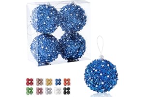 ZHANYIGY 4.25" Christmas Ball Ornaments 4pc Set Shatterproof Christmas Decorations Tree Balls for Xmas Trees Wedding Party Holiday Decorations Tabletop Small Trees Decoration (Blue)