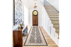 TOPRUUG Washable Runner Rug 2x10 - Hallway Runner Rug Kitchen Rugs and Mats Non Skid Washable Waterproof Carpet Runner for Living Room Bedroom Bathroom (Black, 2X10)