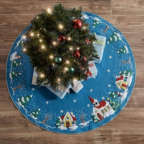 Download Amazon Com Bucilla Christmas Village Tree Skirt Felt Applique Kit Yellowimages Mockups