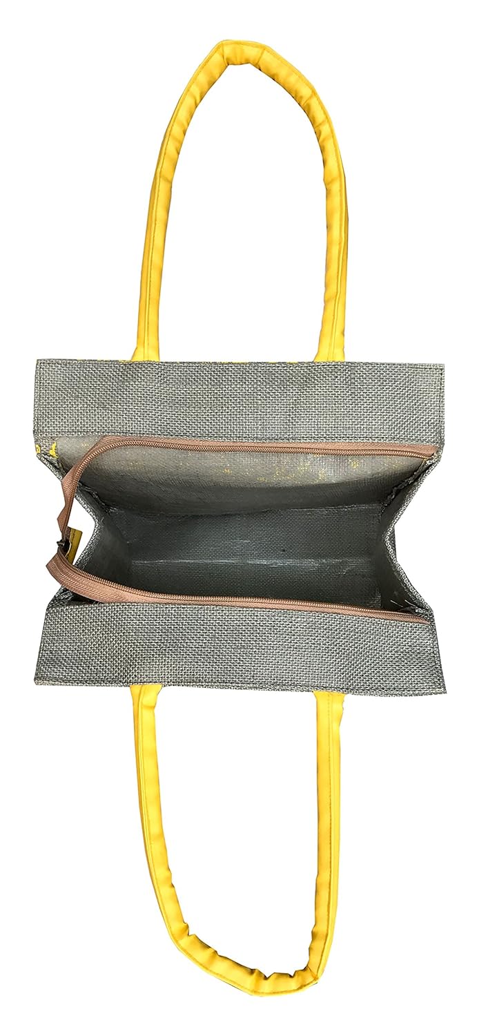 foonty daily use women jute lunch bag(grey,5030)