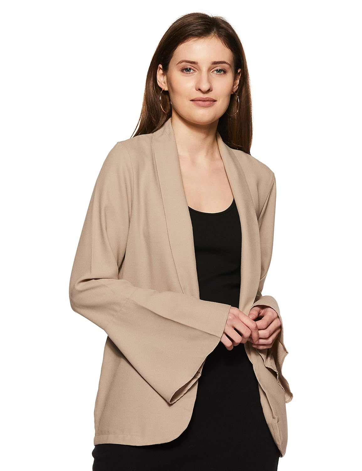 vero moda womens collared solid blazer_brown
