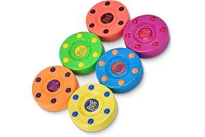 ACE HOCKEY Roller Hockey Pucks – 6-Pack, 3" Regulation Size – Indoor/Outdoor Practice for Asphalt, Concrete & Sport Court – Smooth Gliding Puck for Street, Inline & DEK Hockey – Bright Rainbow Colors