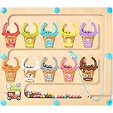 Gamenote Magnetic Color and Number Maze - Educational Wooden Color Matching Counting - Toddler Fine Motor Skills Learning Toy