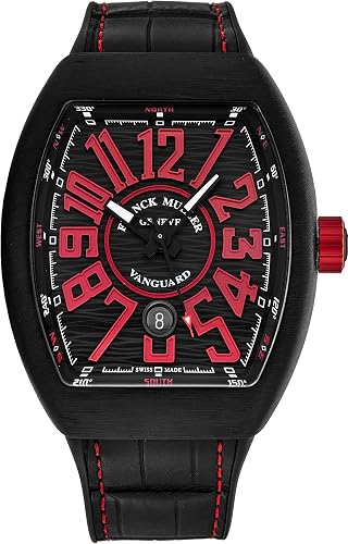 Franck Muller Vanguard Mens Titanium Swiss Automatic Watch 45SCBLKBLKREDFL