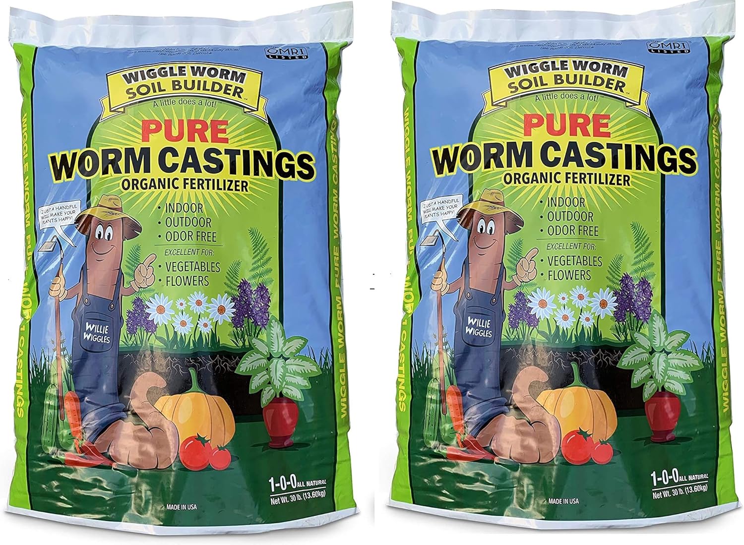 Worm Castings Organic Fertilizer, Wiggle Worm Soil Builder, 30-pounds : Garden & Outdoor