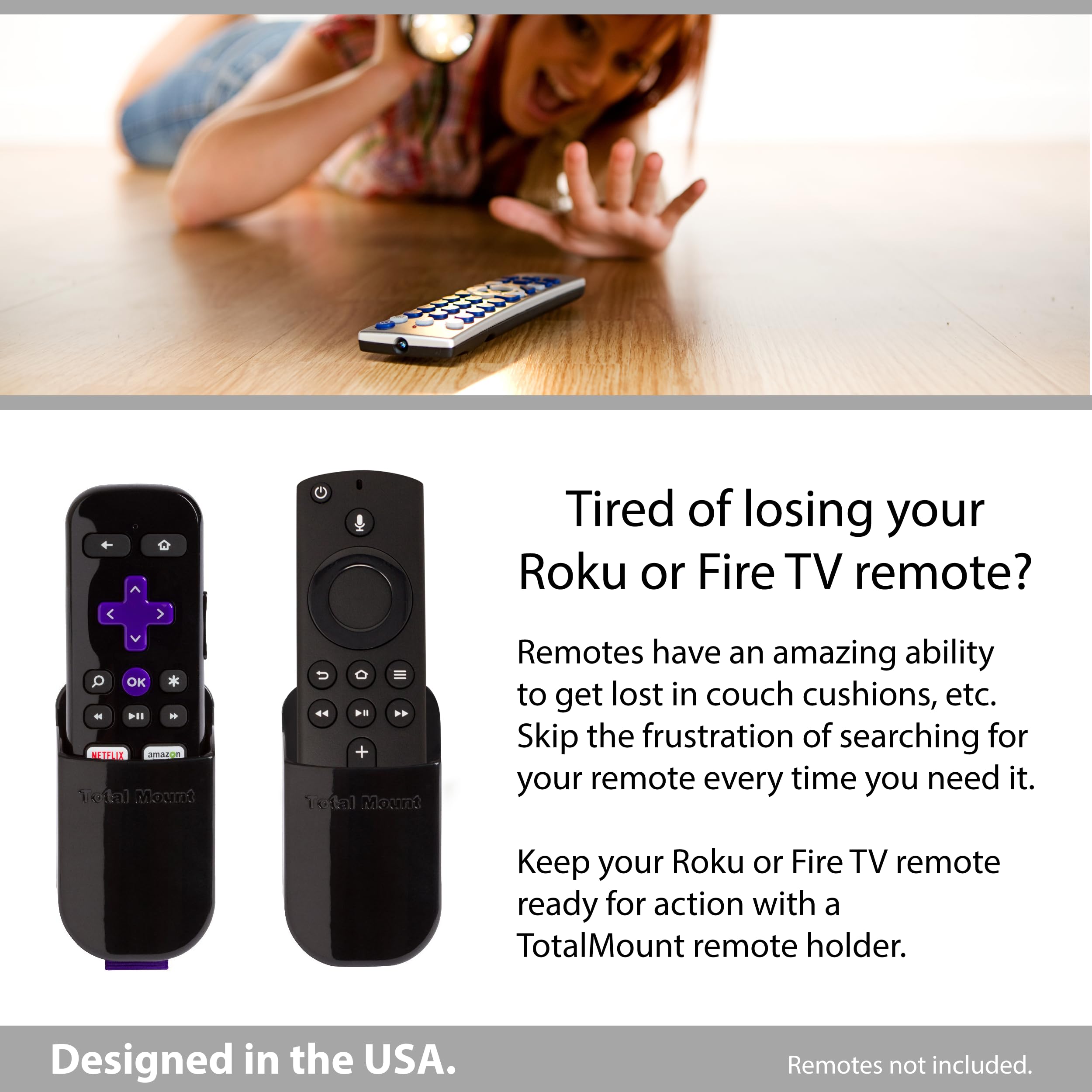 TotalMount Remote Holder for Roku and Fire TV Remotes