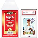 Cardboard Gold PSA Graded Card Sleeves – 50 Count with PSA Logo, Resealable Slabs Sleeve - Precise Fit Slab Protector for Gra