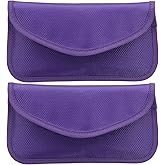 PATIKIL Faraday Bags, 2 Pack 6.5 Inch Signal Blocking Key Pouch Anti-Theft Car Protection Cell Phone RFID GPS Shielding Wallet for Privacy Card Protection, Purple