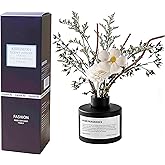 KBHOMFRA Reed Diffuser Set with Dried Flowers, 3.38fl.oz Fragrance Diffuser with Sticks, Scented Sticks Aroma Diffuser, Home & Office Décor for Air Fresheners, Bathroom (Jasmine Tea)