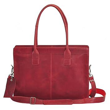 TONYS BAGS LEATHER 16 Red Laptop Briefcase