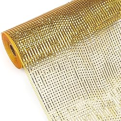 Ribbli 2 Rolls Gold Metallic Mesh Ribbon Gold