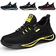 GLANOUDUN Steel Toe Shoes for Men Lightweight Work Shoes for Men Indestructible Safety Shoes for Men Black Steel Toe Sneakers for Men Comfortable Steel Toe Tennis Shoes for Men