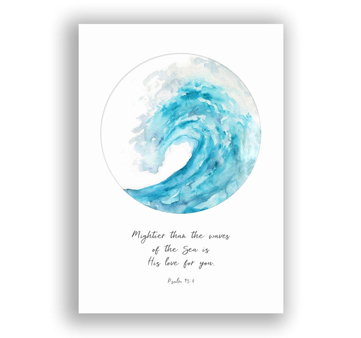 Mightier Than The Waves of the Sea Scripture Wall Art, Bible Verse Ocean Themed Print A4