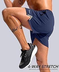Pudolla Men's Workout Running Shorts with Zipper