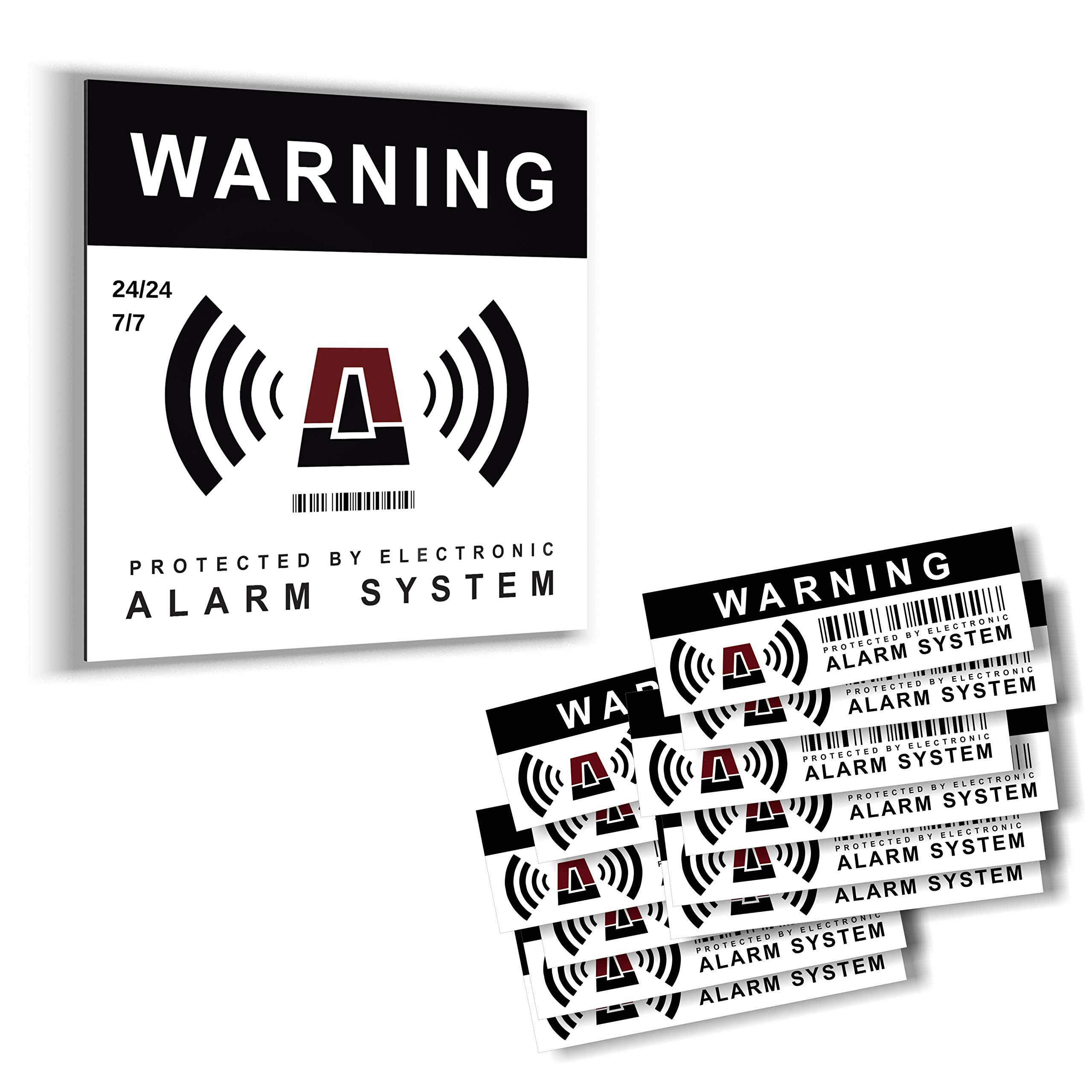 imaggge.com Set of 12 Stickers and 15 cm Square Aluminium Sign, Warning Alarm System, Deterrent for Thieves - Ultra Resistant to Scratches, Rain, Frost, UV — image 1