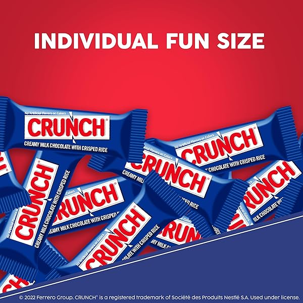 CRUNCH MILK CHOCOLATE AND CRISPED RICE, FUN SIZE CANDY BARS, 12 BAGS, 10 OZ EACH BAG
