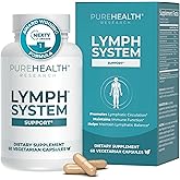 PUREHEALTH RESEARCH Lymph System Support - Lymphatic Drainage Supplement | for Women &amp; Men - Bromelain, Echinacea, Dandelion, Burdock Root, Lemon Powder, Kelp, Cleavers &amp; More - 60 Capsules