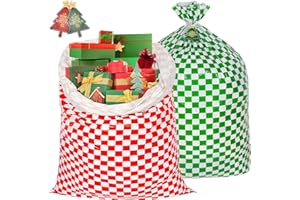 YALTOON Large Christmas Gift Bags, 2pcs 56"x 36" Extra Large Gift Bags for Presents Wrap, Jumbo Christmas Bags for Gifts, Plastic Huge Big Xmas Gift Bags Reusable, Giant Santa Holiday Gift Bag with Tag & Tie