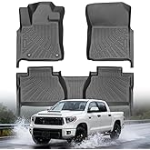 Floor Mats for Toyota Tundra Double Cab/CrewMax Cab 2014-2021, Custom Fit Floor Liners for Tundra All Weather Anti-Slip Car Liner Accessories 1st and 2nd Row Full Set Car Mats