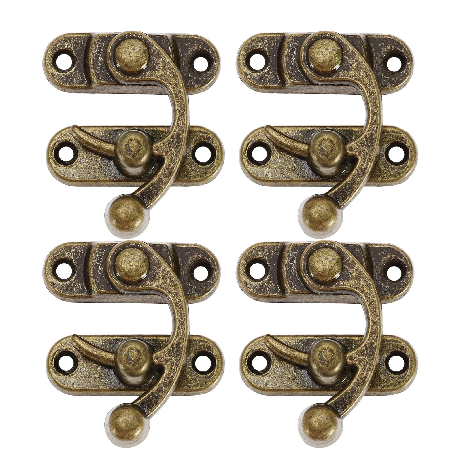 EMSea 4PCS Antique Quick Lock Right Latch Hook Hasp Latch 44x38mm Swing Bolt with Screws for Jewelry Boxes Trinket Boxes Gift Boxes Decoration Bronze
