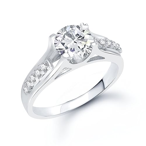 VK Jewels Glistening Rhodium Plated solitare Ring - FR1060R [VKFR1060R]