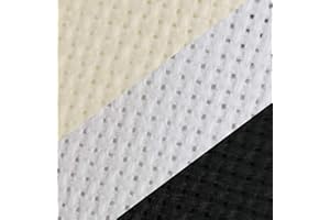 KCS 3 pc of 12" x 18" 18CT Counted Cotton Aida Cloth Cross Stitch Fabric (White+Cream+Black)