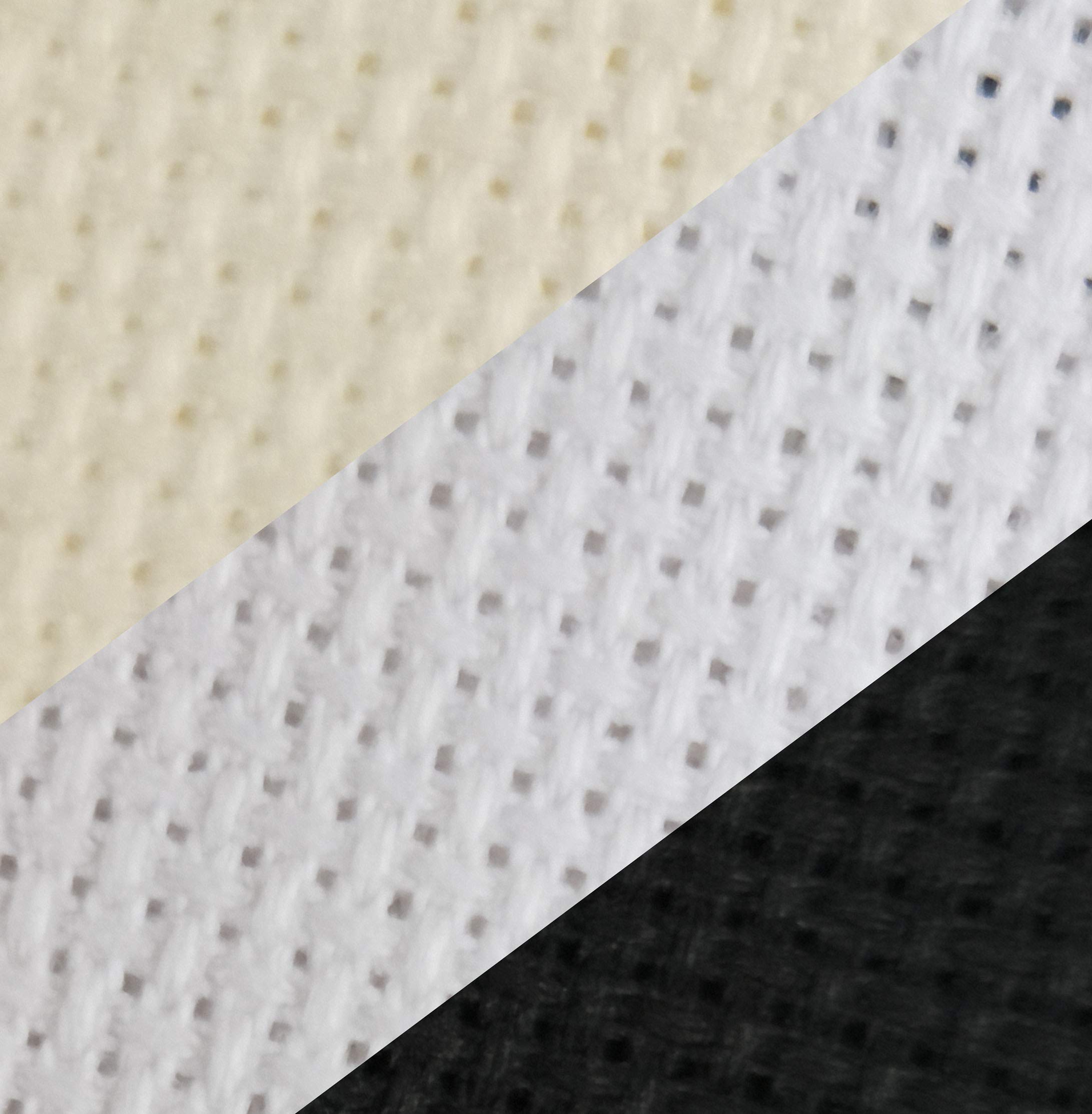 12" x 18" by 3 Pack 18CT Counted Cotton Aida Cloth Cross Stitch Fabric (White+Cream+Black)