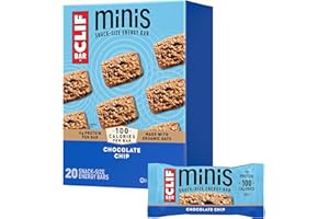 CLIF BAR Minis - Chocolate Chip - Made with Organic Oats - 4g Protein - Non-GMO - Plant Based - Snack-Size Energy Bars - 0.99 oz. (20 Pack)