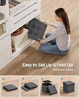 SONGMICS MAZIE Storage Ottoman Cube 38 cm Foldable Foot Stool Dark Grey view 6