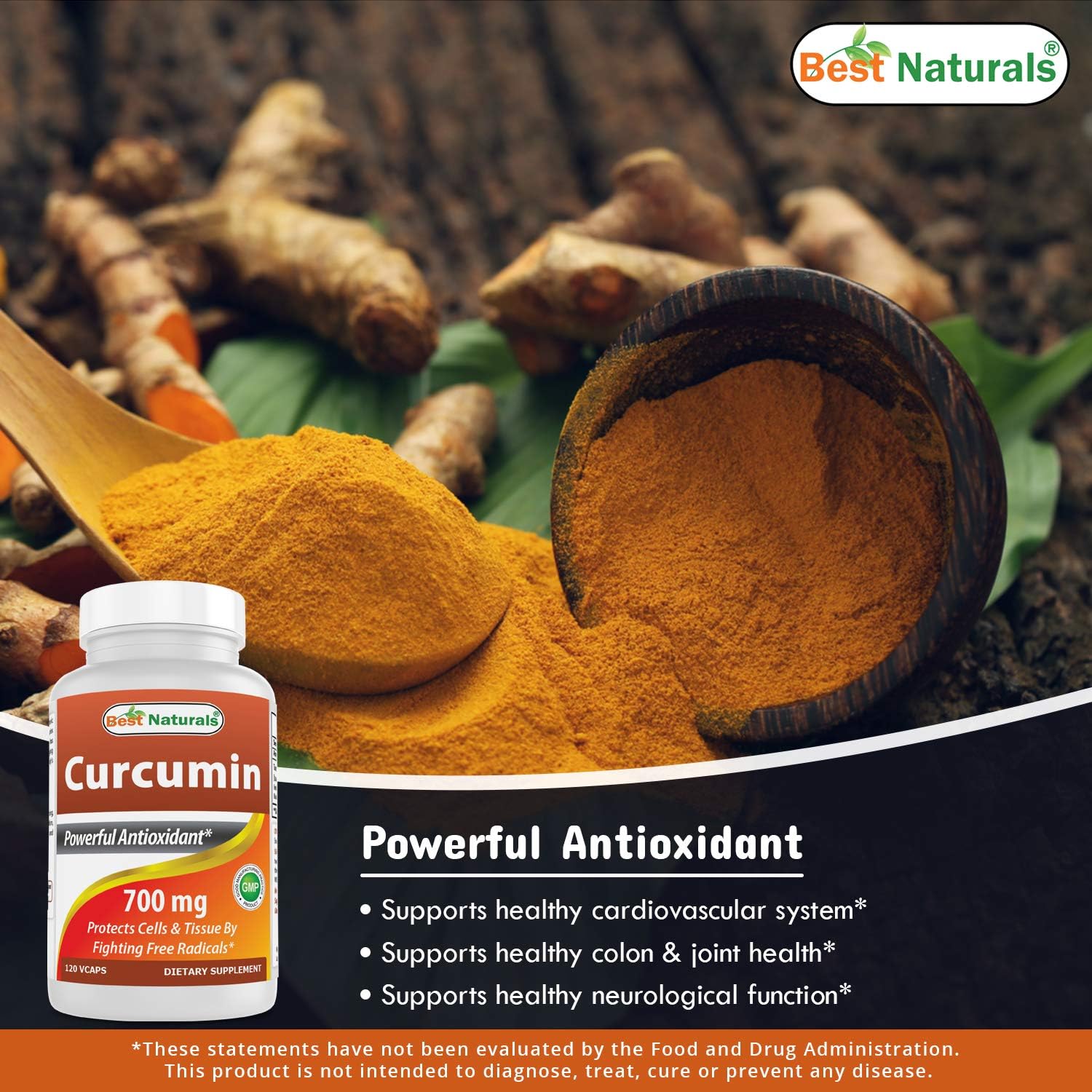 Best Naturals Turmeric Curcumin Extract 700 mg 120 Veggie Capsules
