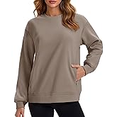 MAGCOMSEN Women's Sweatshirts Fleece Lined Pullover Crewneck Cotton Casual Winter Warm Tops with Zip Pockets