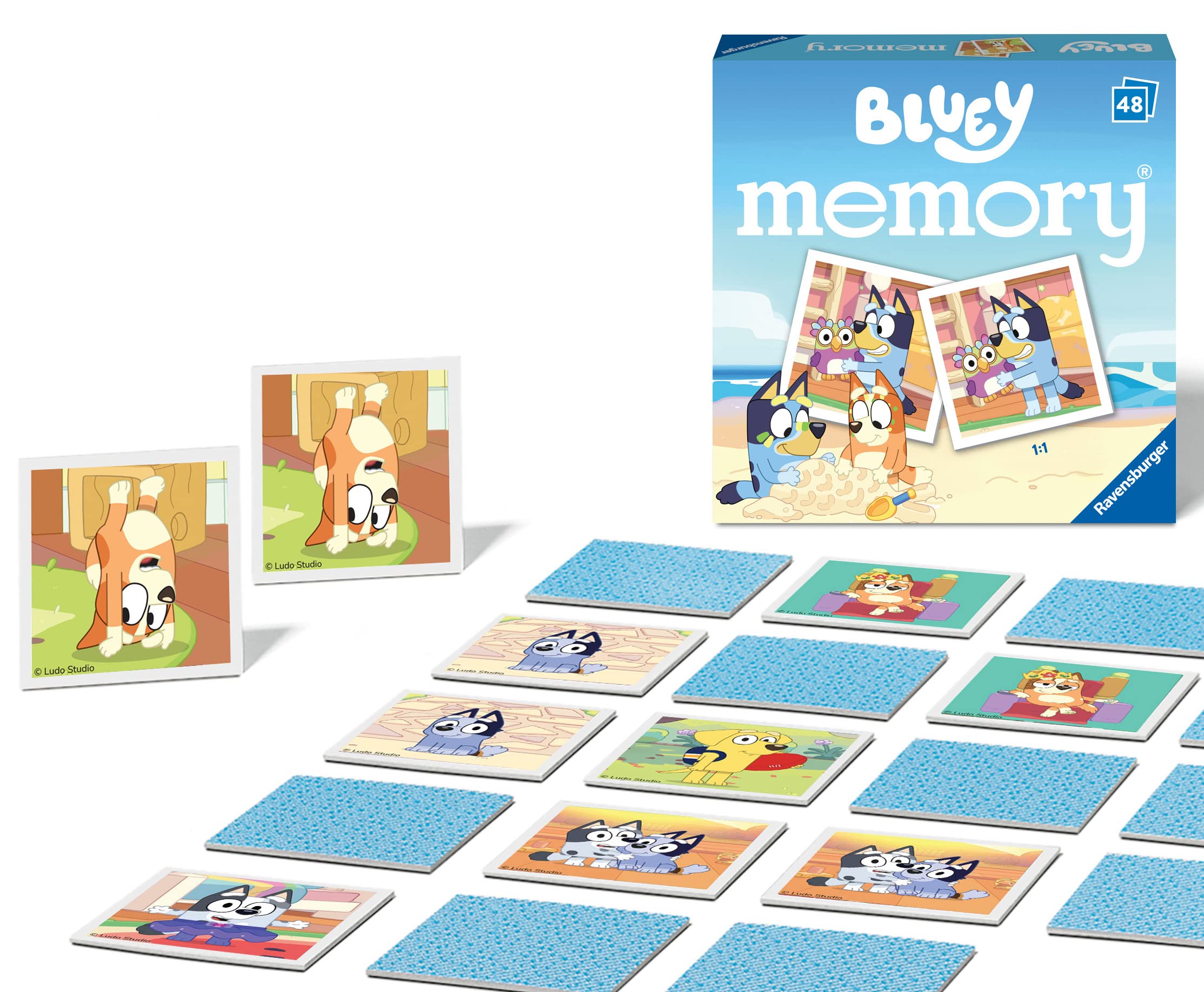 Ravensburger Bluey Mini Memory Game for Kids Age 3 Years and Up – Matching Pairs Card Game with 48 Picture Cards, Preschool Learning Toy, Family Travel Game, Educational Game for Boys & Girls