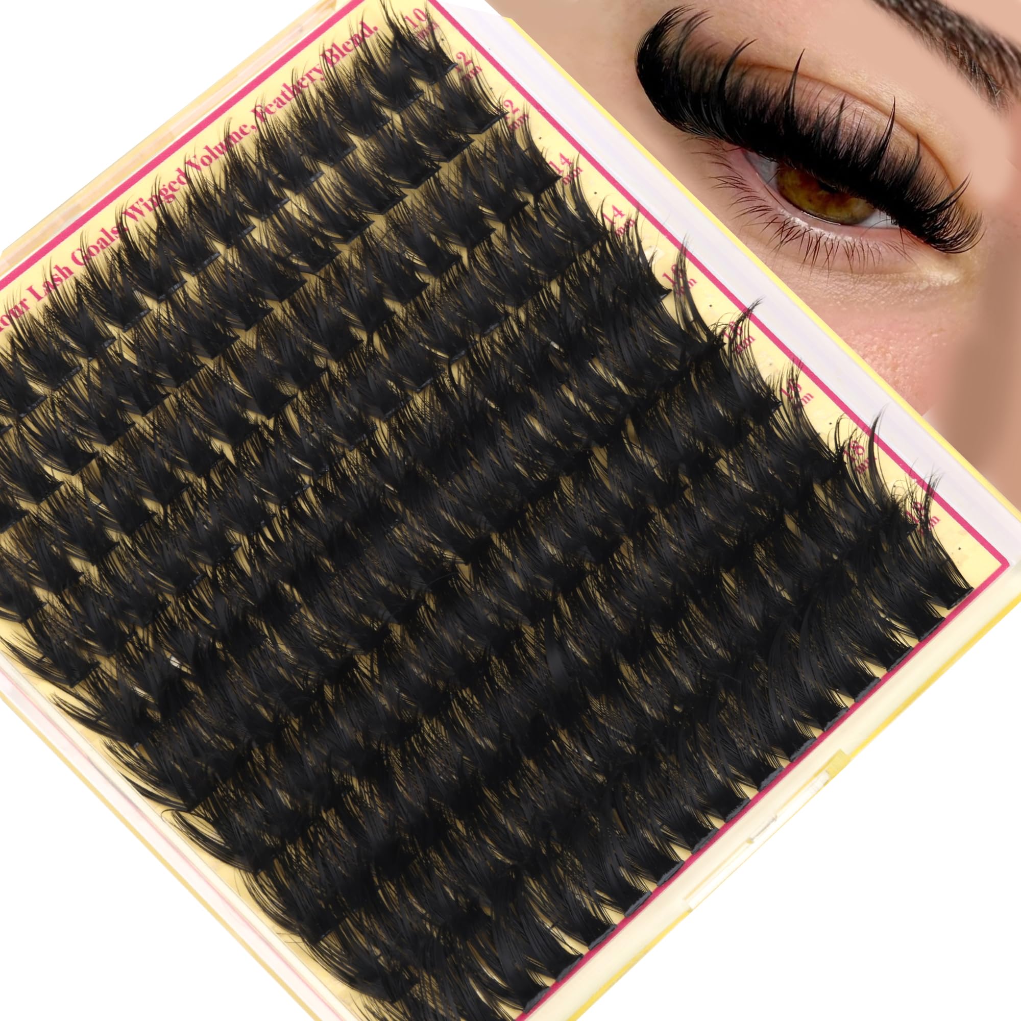 Photo 1 of Volume Lash Clusters with Spiky Manga Lash Clusters 200D Eyelash Clusters 10-18MM Thick D Curl Cluster Eyelash Extensions 3D Wispy Cluster Eyelash Extensions by FANXITON