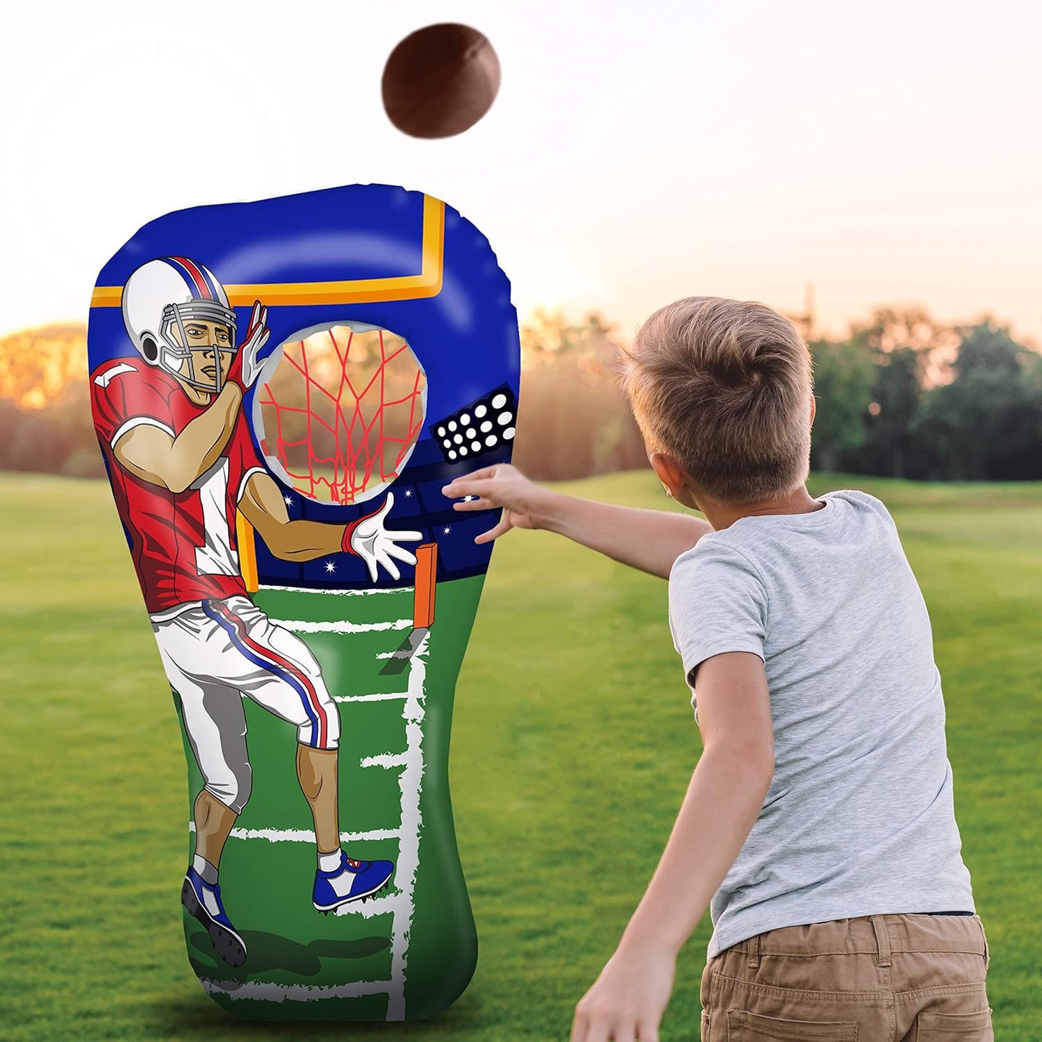 Inflatable Football Toss Target Party Game, Sports Toys Gear and Gifts for Kids Boys Girls and Family: Toys & Games