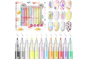 SAVILAND Essentials Nail Art Pens Set: 12 Colors 0.7mm 3D Nail Polish Pens Acrylic Paint Markers for Nail Art Design, Drawing Painting Pen Dotting Liner Brush DIY Manicure Tools Kit for Home Salon Use