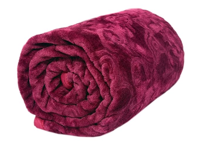 Taj Blanket Pepringo Solid Colour Ultra Soft Floral 5.0 lbs Double Bed Mink Blanket 220x200 cms, Purple Colour