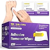 100 CT Adhesive Remover Wipes &ndash; Strong &amp; Effective Skin Adhesive Remover &ndash; 2 Ply 2.56x1.18in (6.5x3cm) &ndash; Medical Adhesive Remover for Bandage, Tape, Dressings, and Ostomy Residue - By Livaclean Health