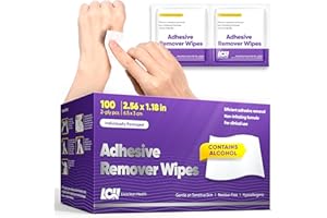 100 CT Adhesive Remover Wipes – Strong & Effective Skin Adhesive Remover – 2 Ply 2.56x1.18in (6.5x3cm) – Medical Adhesive Remover for Bandage, Tape, Dressings, and Ostomy Residue - By Livaclean Health