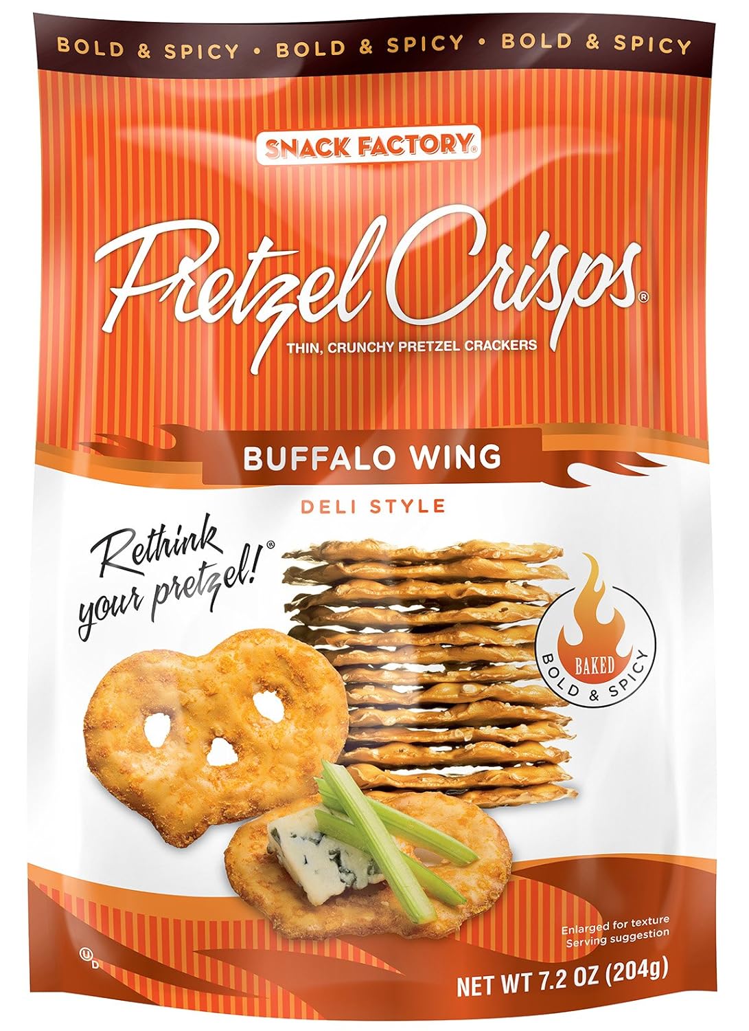 Pretzel Crisps Buffalo Wing Pretzel Crisps, 7.2Ounce (Pack of 12