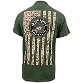 Armed Forces Gear Men's US Marines Camo Flag T-Shirt - Official Licensed United States Marine Corps Shirts for Men (OD Green)