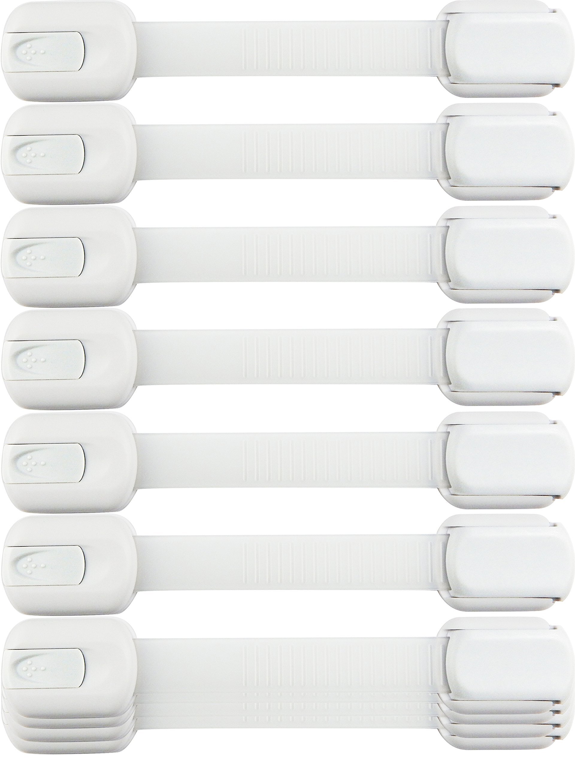 Photo 1 of Child Safety Strap Locks (10 Pack) Baby Locks for Cabinets and Drawers, Toilet, Fridge & More. 3M Adhesive Pads. Easy Installation, No Drilling Required, White