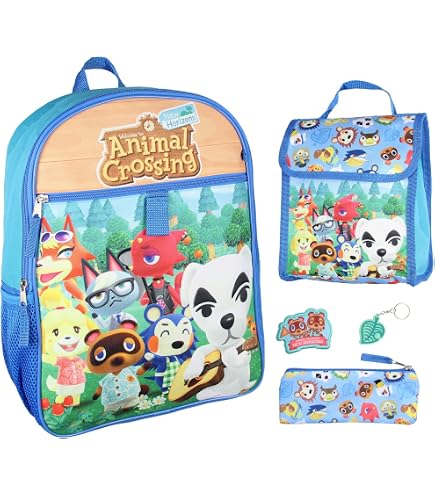 Nintendo Animal Crossing Kids 16 Inch School Backpack (One Size, Black)