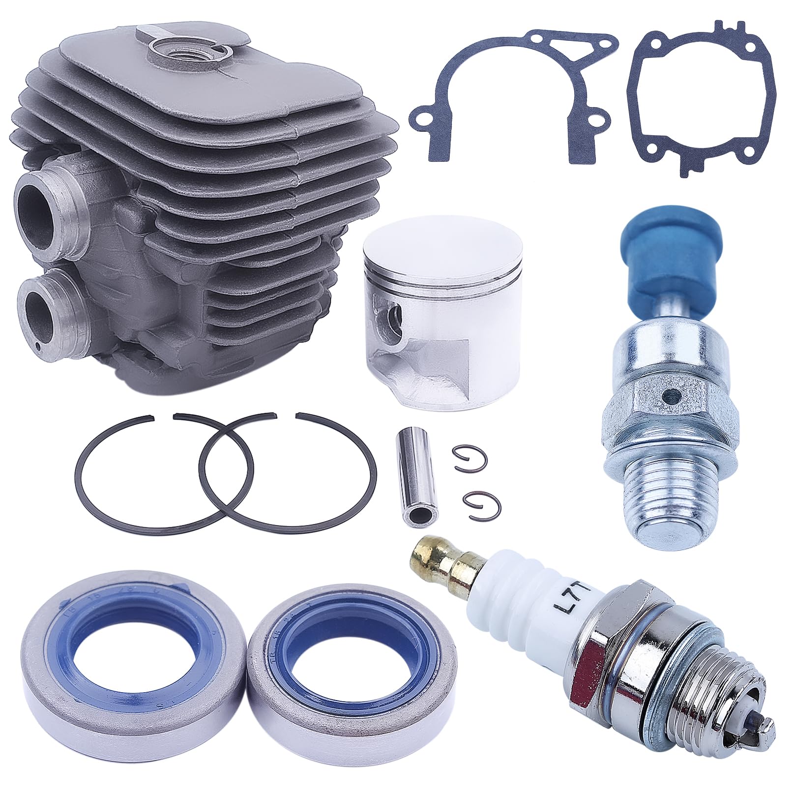 Adefol Cylinder and Piston Parts for STIHL TS410 TS420 Cut-Off Saw, 50mm Piston Cylinder Assembly + Spark Plug + Decompression Valve + Oil Seal + Gasket Replacement Kit 13 in 1