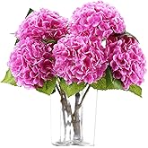Coferset 5pcs Artificial Hydrangea Flowers Real Touch 20 inch Lifelike Hydrangea Flower for Home Wedding Office Party Living Room Decoration (Light Fuchsia)